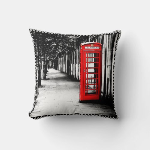 Classic British Red Phone Booth In London Throw Pillow