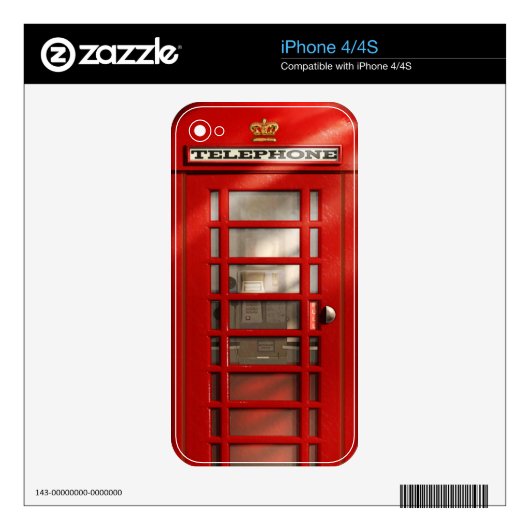 Classic British Red Telephone Box Decal For The iPhone 4S (Product)