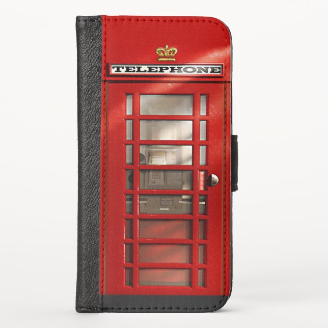 Classic British Red Telephone Box iPhone Wallet Case (Front)