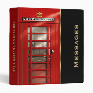 Classic British Red Telephone Box Personalized 3 Ring Binder