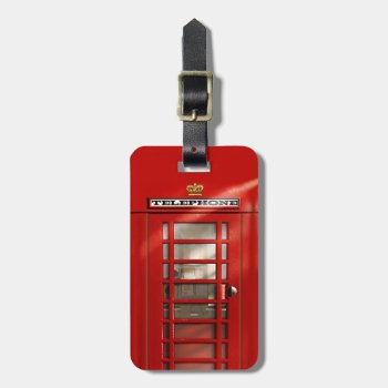 Classic British Red Telephone Box Personalized Luggage Tag by EnglishTeePot at Zazzle