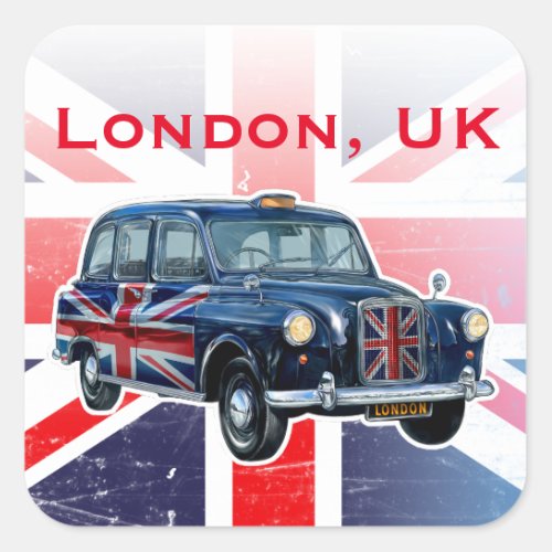 Classic British Taxicab Square Sticker