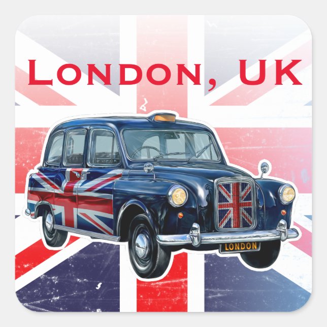 Classic British Taxicab Square Sticker (Front)
