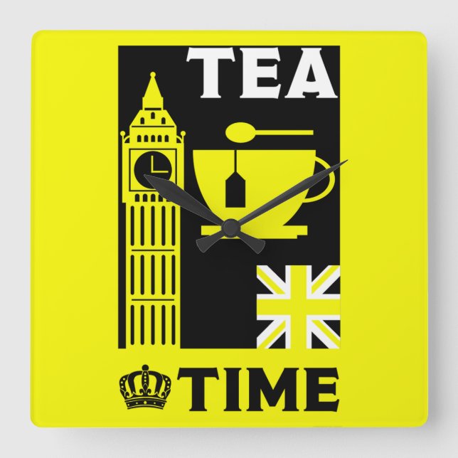 Classic British Tea Drinkers      Square Wall Clock (Front)