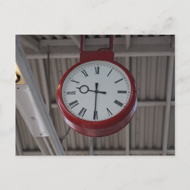 Classic British Train Station Clock Postcard (Front)