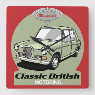 Classic British Wolseley 1300 Car Square Wall Clock
