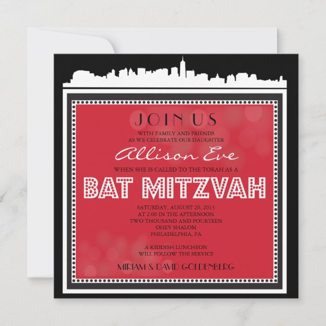CLASSIC BROADWAY Bar Bat Mitzvah Invitation (Front)