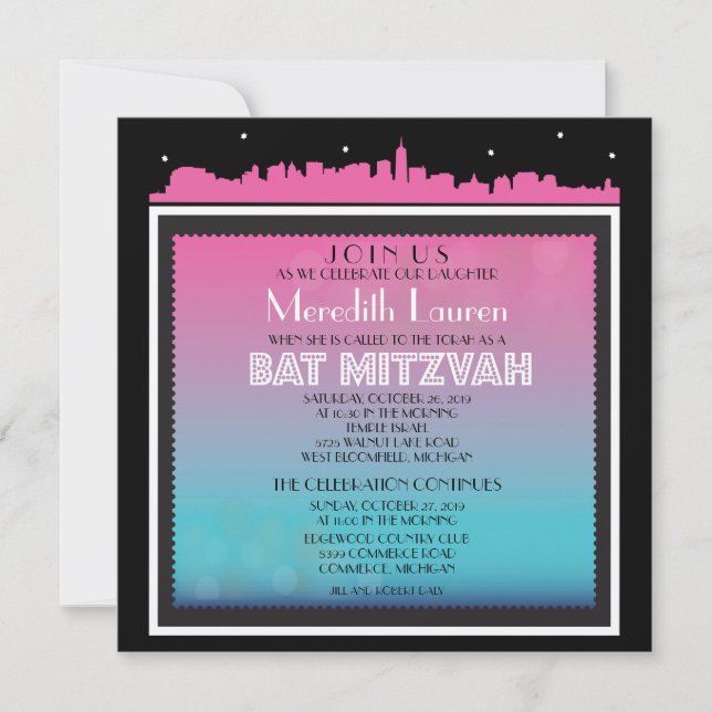 CLASSIC BROADWAY Bat Mitzvah Invitation-CENTERED Invitation (Front)