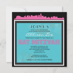 CLASSIC BROADWAY Bat Mitzvah Invitation-in pink2 Invitation