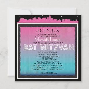 CLASSIC BROADWAY Bat Mitzvah Invitation-rainbow1 Invitation