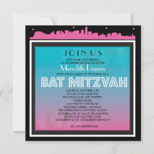 CLASSIC BROADWAY Bat Mitzvah Invitation-rainbow2 Invitation