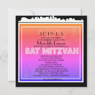 CLASSIC BROADWAY Bat Mitzvah Invitation-rainbow Invitation