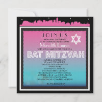CLASSIC BROADWAY Bat Mitzvah Invitation-with Star