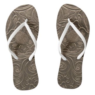 Classic Bronze Floral Background Flip Flops