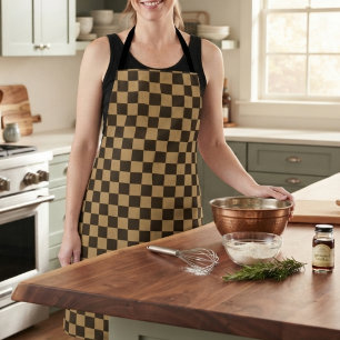 Classic Brown and Beige Checkerboard Apron