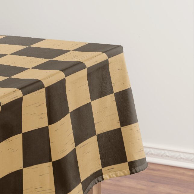 Classic Brown and Beige Checkerboard  Tablecloth (In Situ)
