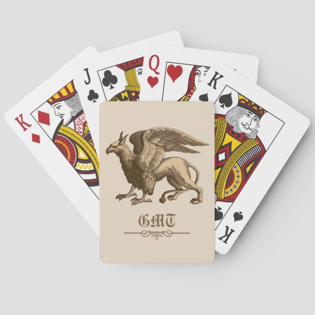 Classic Brown and Beige Griffin - Legendary Beast  Poker Cards (Back)