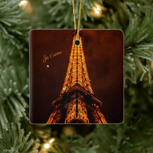 Classic Brown and Orange Eiffel Tower Souvenir Ceramic Ornament