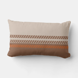 Classic Brown and Tan and Orange with Stripes Lumbar Pillow