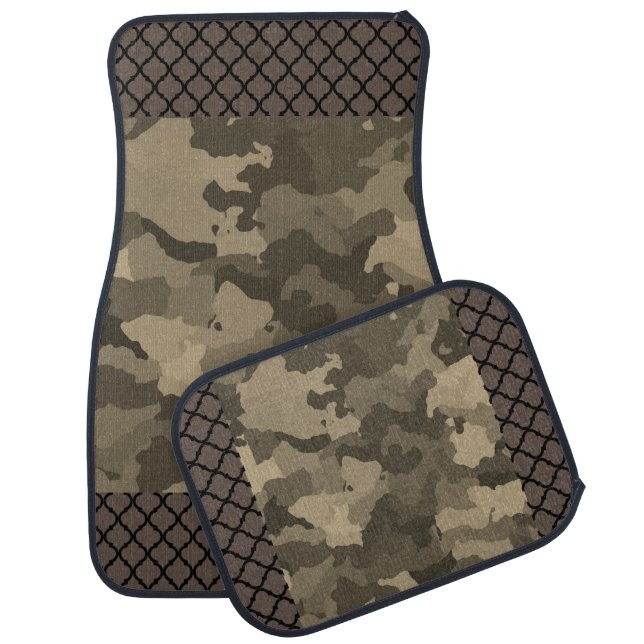 Classic brown and tan camo car floor mat (Set)
