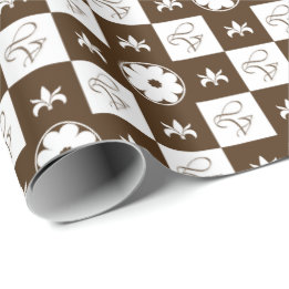 Classic Brown and White Checkered Pattern Wrapping Paper