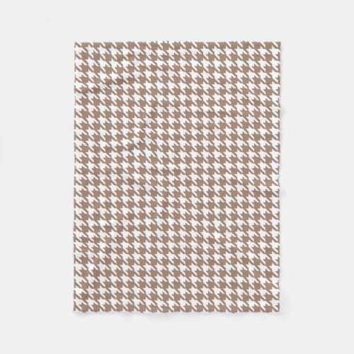 Classic Brown and White Houndstooth Pattern Fleece Blanket