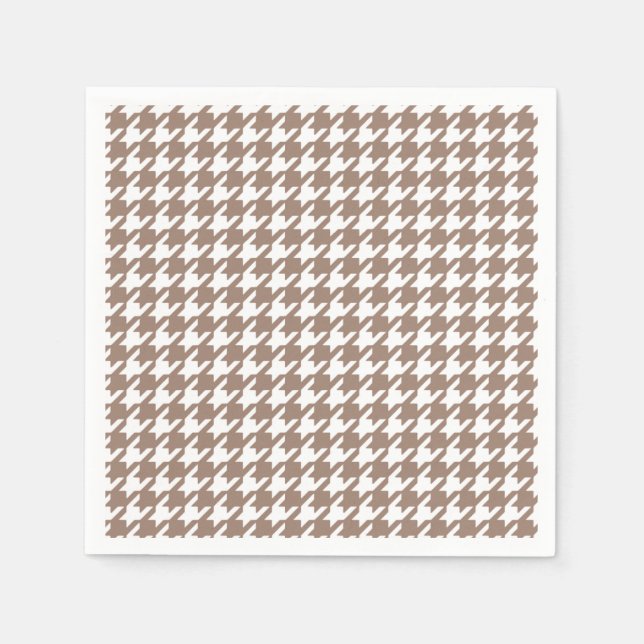 Classic Brown and White Houndstooth Pattern Napkins (Front)