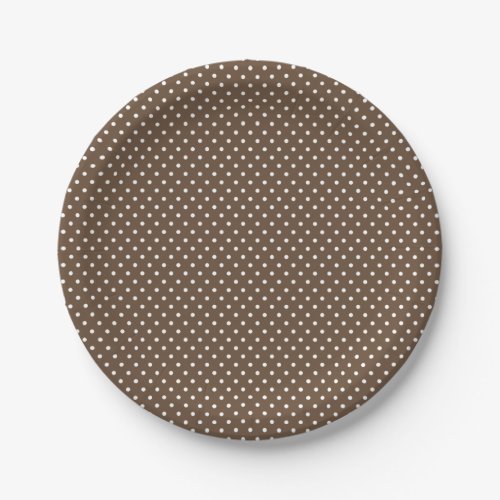 Classic Brown and White Polka Dot Plates