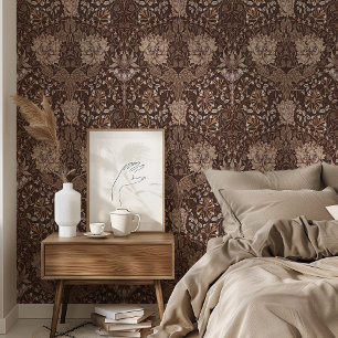 Classic Brown & Beige William Morris Honeysuckle Wallpaper