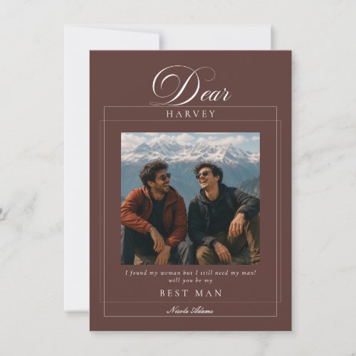 Classic Brown Best Man Wedding Proposal Photo Card