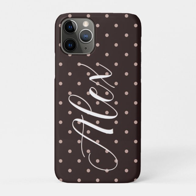 Classic Brown Boho Polka Dot Pattern Graphic Case-Mate iPhone Case (Back)