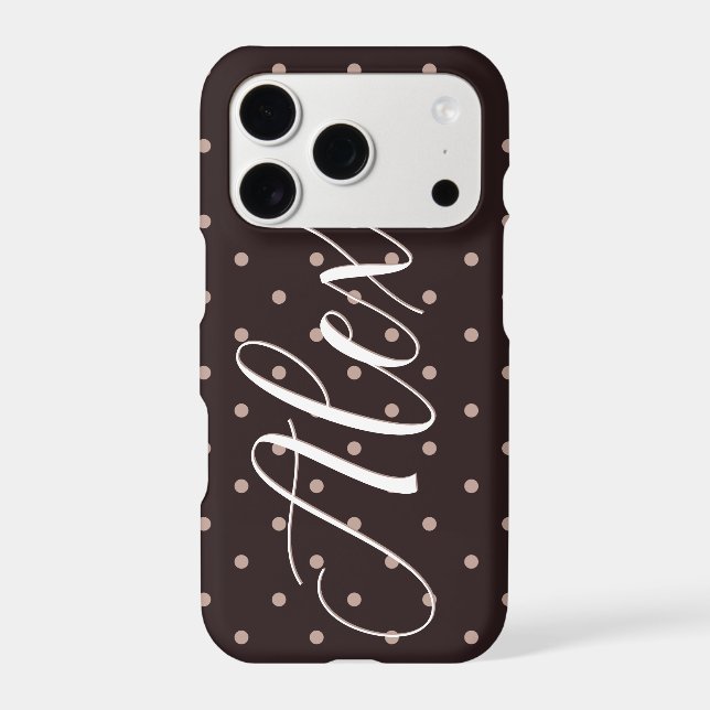 Classic Brown Boho Polka Dot Pattern Graphic Iphone Case (Back)