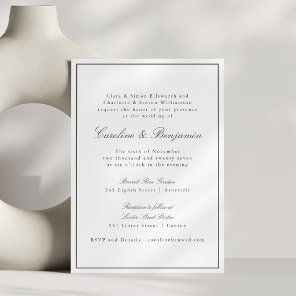 Classic Brown Border Script Elegant Wedding RSVP Invitation