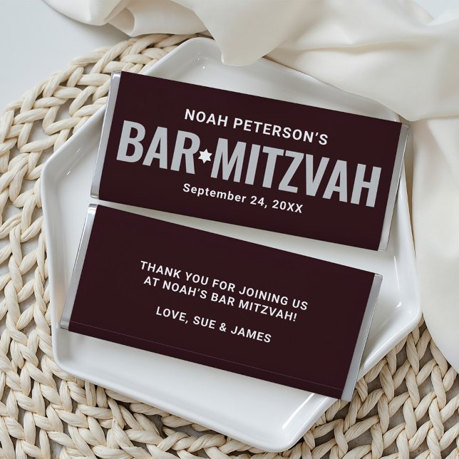 Classic Brown Boys Mitzvah Chocolate Hershey Bar Favors (Creator Uploaded)