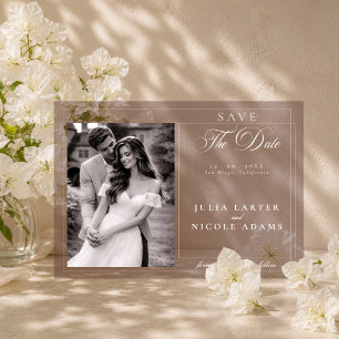 Classic Brown Calligraphy Photo Save The Date