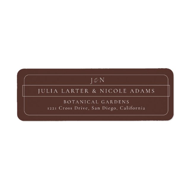 Classic Brown Calligraphy Return Address Label (Front)