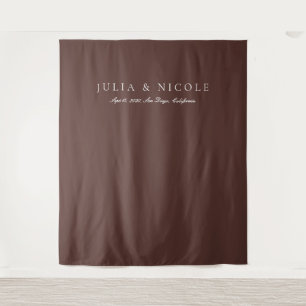 Classic Brown Calligraphy Wedding Backdrops Banner