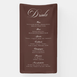 Classic Brown Calligraphy Wedding Drinks Bar Menu Banner