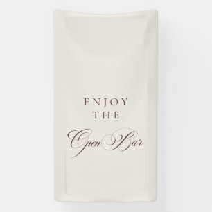 Classic Brown Calligraphy Wedding Open Bar Banner