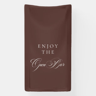 Classic Brown Calligraphy Wedding Open Bar Banner
