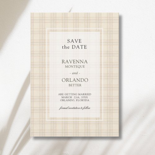 Classic Brown Cappuccino Plaid Rustic Wedding Save The Date