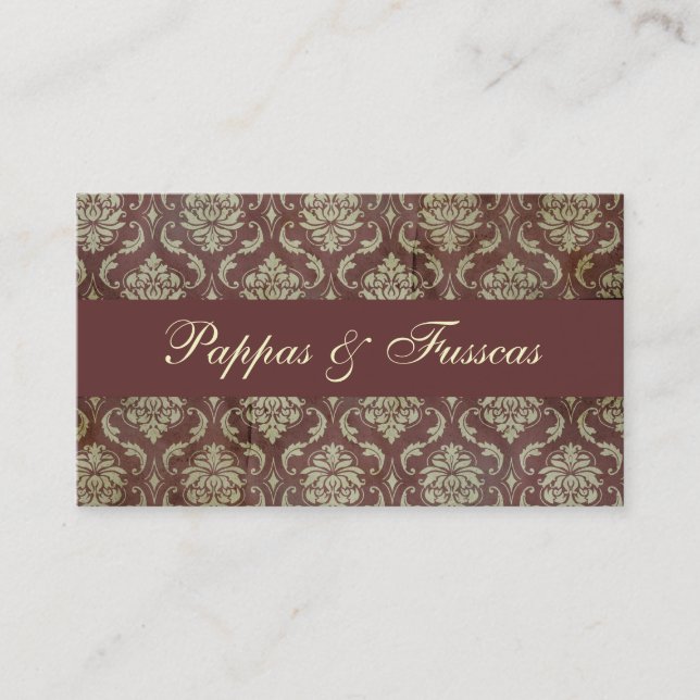 Classic Brown Damask Business Card (Front)
