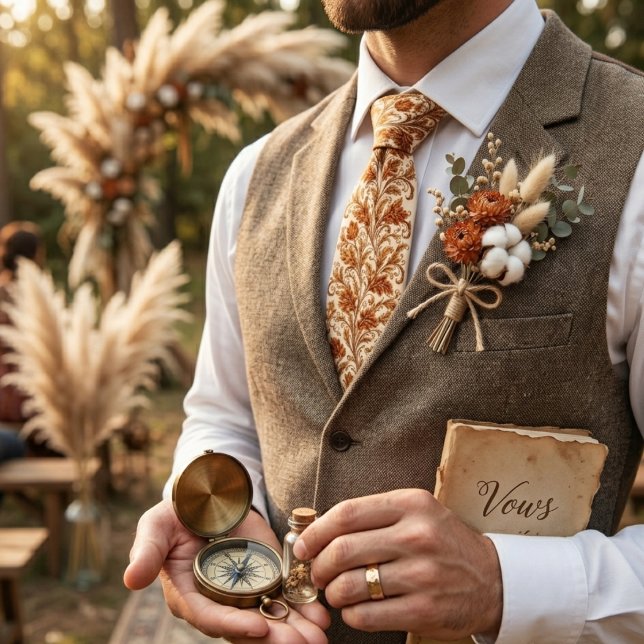 Classic Brown Damask Leaf Neck Tie (Creator Uploaded)