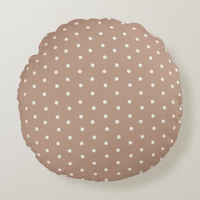 Classic Brown Dot Baby Nursery Round Pillow (Front)