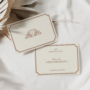 Classic Brown & Ecru Groomsman Proposal Card