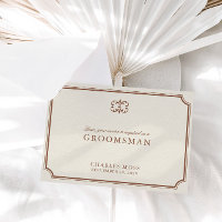 Classic Brown & Ecru Groomsman Proposal Card