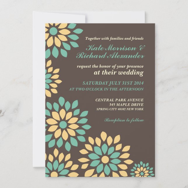 Classic Brown Floral Spring Wedding Invitation (Front)