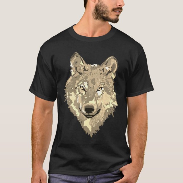Classic brown gold watercolor splatters wolf T-Shirt (Front)