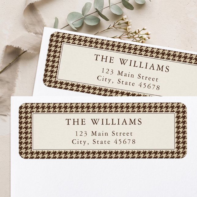 Classic Brown Houndstooth Return Address Label (Creator Uploaded)
