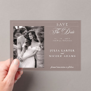 Classic Brown Ivory Calligraphy Save The Date